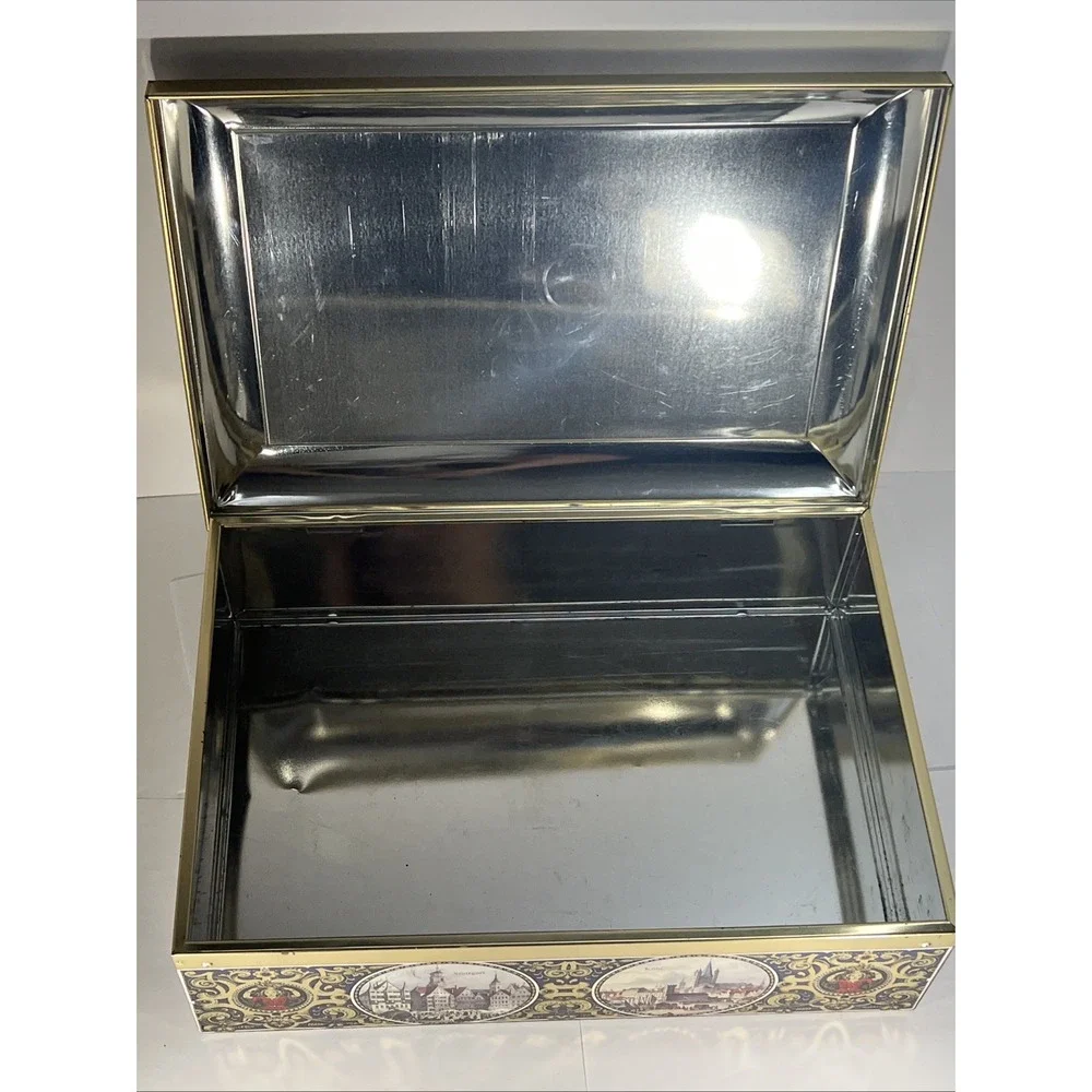 Henry Lambertz GMBH‎ & Co Tin Biscuit Box Hinged Chest 1998 Aachen Germany 14.5